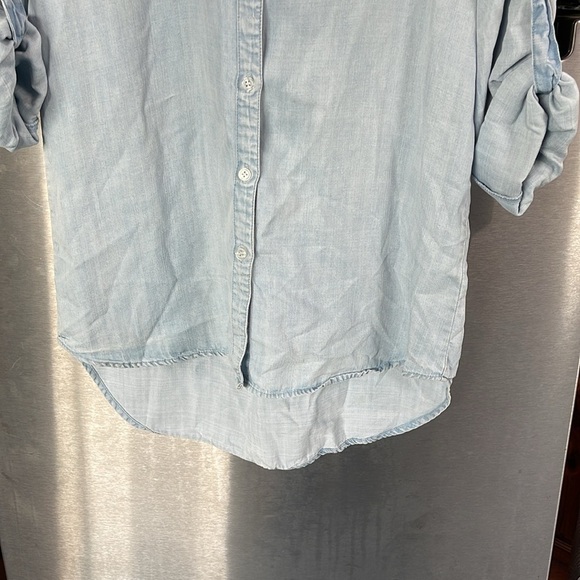 Velvet Heart embroidered chambray denim shirt women’s sz S oversized highlow hem - Picture 7 of 12